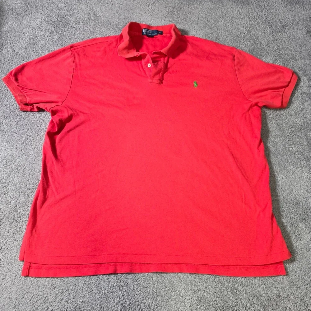 Polo Ralph Lauren Mens XL Polo Shirt Red Green Pony Logo Short Sleeve Cotton